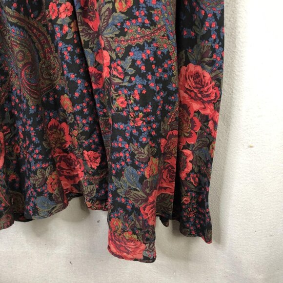 VINTAGE David Warren Dress Womens 12 Black Floral Paisley Made USA Back Zip 80s - Picture 10 of 16